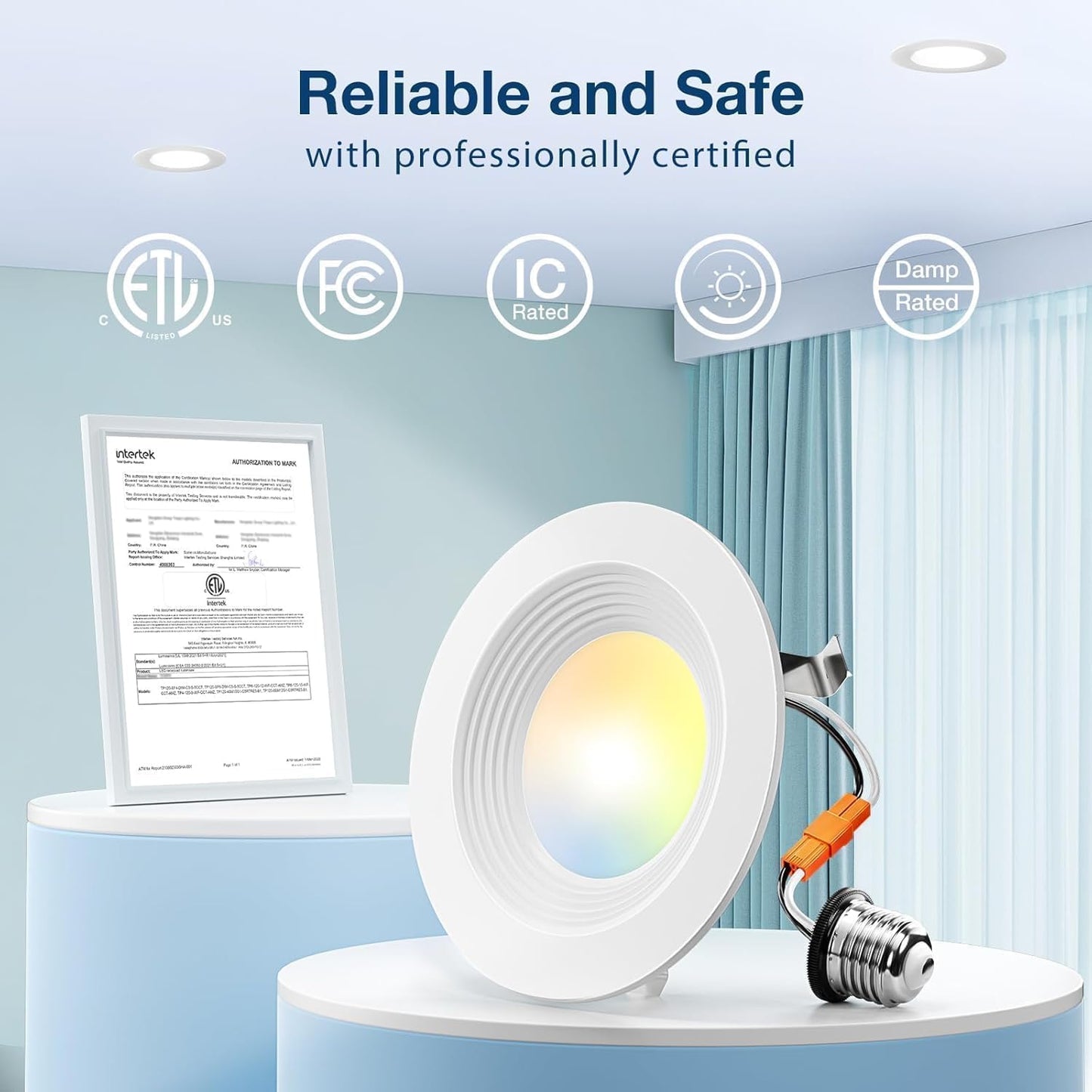 Amico 4 Pack 4 Inch 5Cct Led Recessed Lighting  Dimmable  8.5W=60W  650Lm  2700K/3000K/4000K/5000K/6000K Selectable  Retrofit Can Lights With Baffle Trim  Ic Rated - Etl & Fcc  White