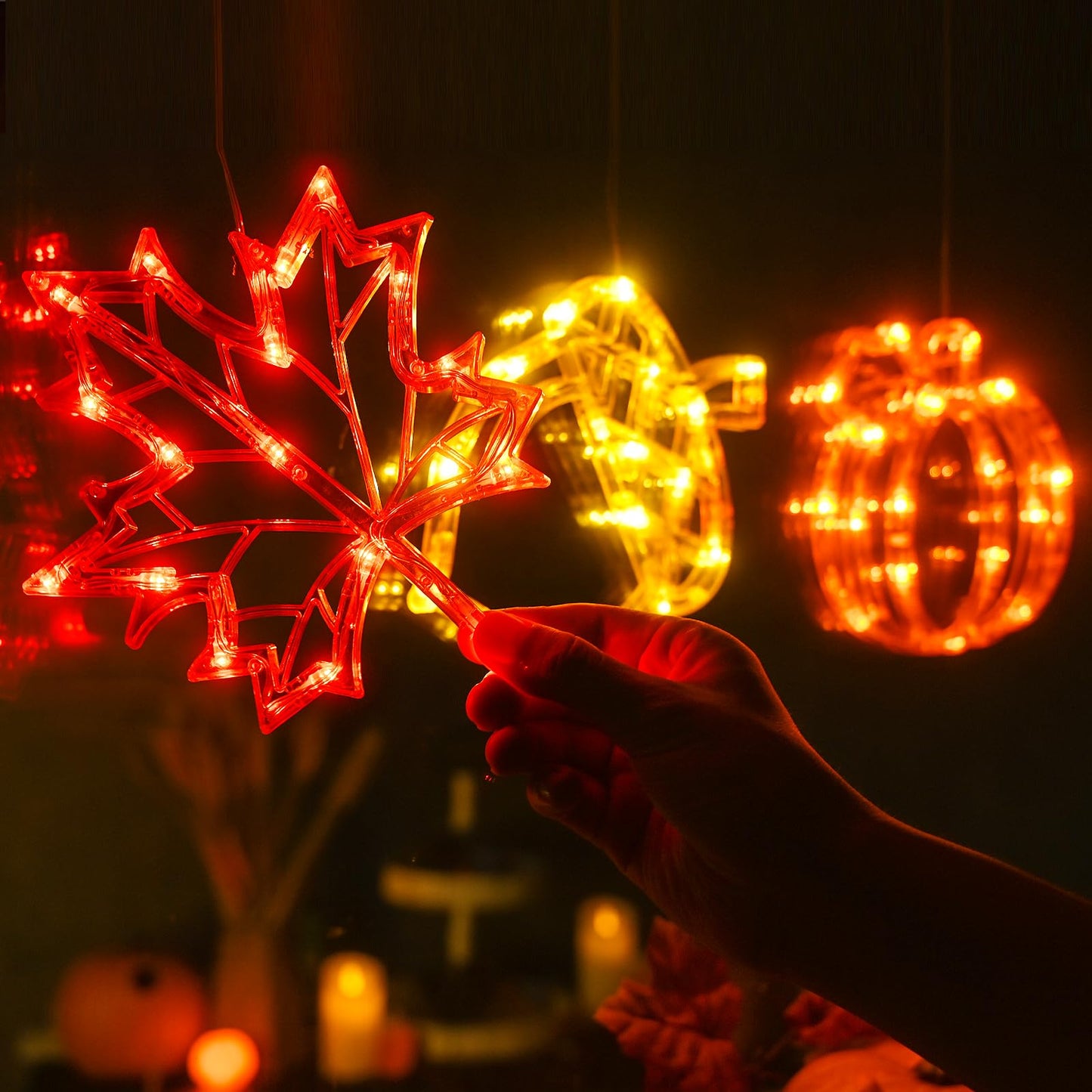 Lolstar Fall Decor Window Lights 2025 Thanksgiving Decorations Acorn Maple Leaves Pumpkin Led Lights With Suction Cups Battery Operated(unique design) Slow Fade Mode Timer Autumn Decorations For Home