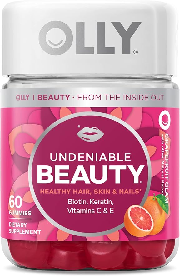 OLLY Undeniable Beauty Gummy, 60 Count & Flawless Complexion Gummy, Clear and Healthy Skin Support - 50 Count (Pack of 1) & Glowing Skin Gummy, 25 Day Supply (50 Count)