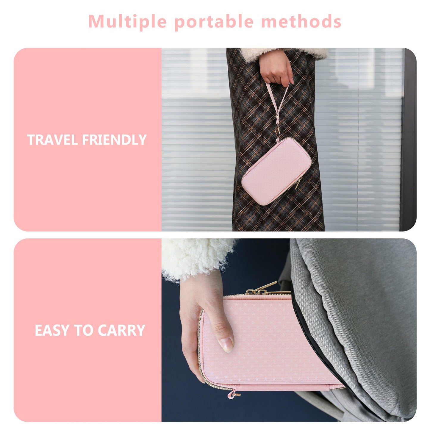 Supmay Carrying Case Compatible with WELLST·G Handheld Game for Kids -Preloaded 220 Retro Video Games, Portable Gaming Player Storage Holder Travel Bag with Mesh Pocket for USB Cable, Pink