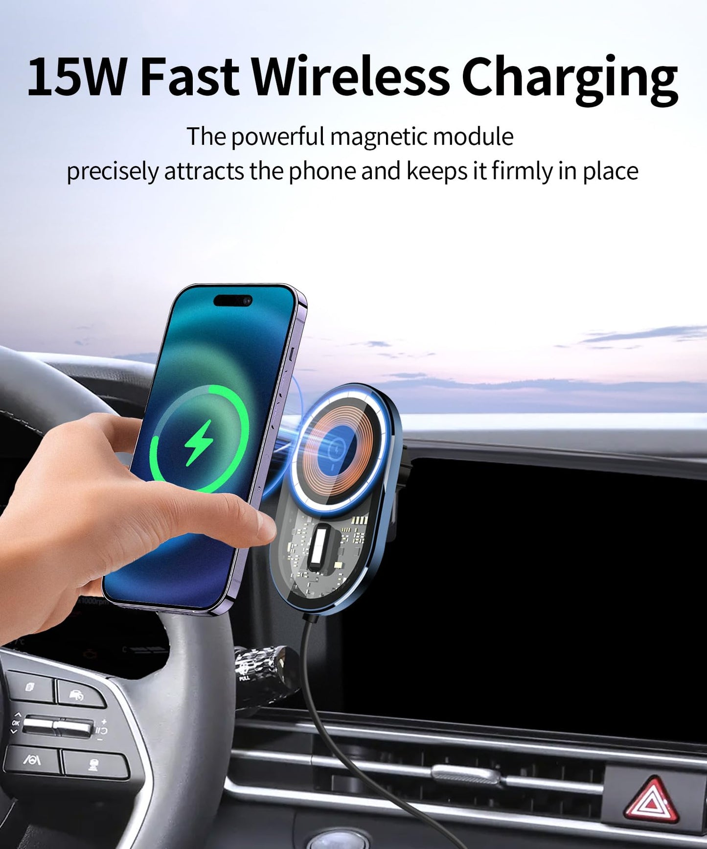 Masergogo Wireless Charging Car Phone Holder For Hyundai Elantra/Hybrid 2021-2025/Elantra N 2023-2025 Accessories 8/10.25 Inch S