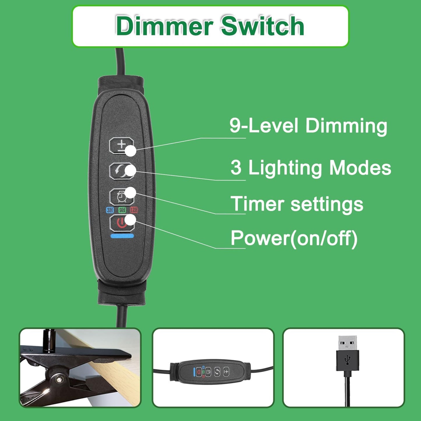 Sunny Power Clip On Grow Lights For Indoor Plants Full Spectrum  Adjustable 6000K Led Plant Lights For Indoor Growing With Auto Timer & 3 Lighting Modes For Succulents  Seed Starting