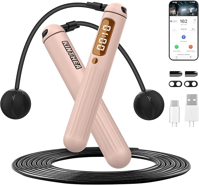 KINTHEA 2 in 1 Smart Jump Rope, APP Control & Data Record, Cordless Jumping Rope with Counter for Women, Men, All Age, Adj...