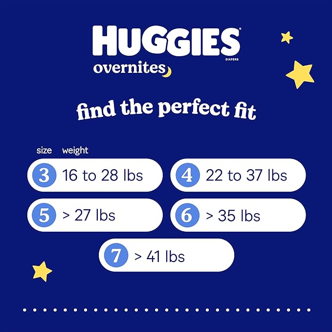 Huggies Size 7 Overnites Baby Diapers: Overnight Diapers, Size 7 (41+ lbs), 60 Ct, Packaging May Vary