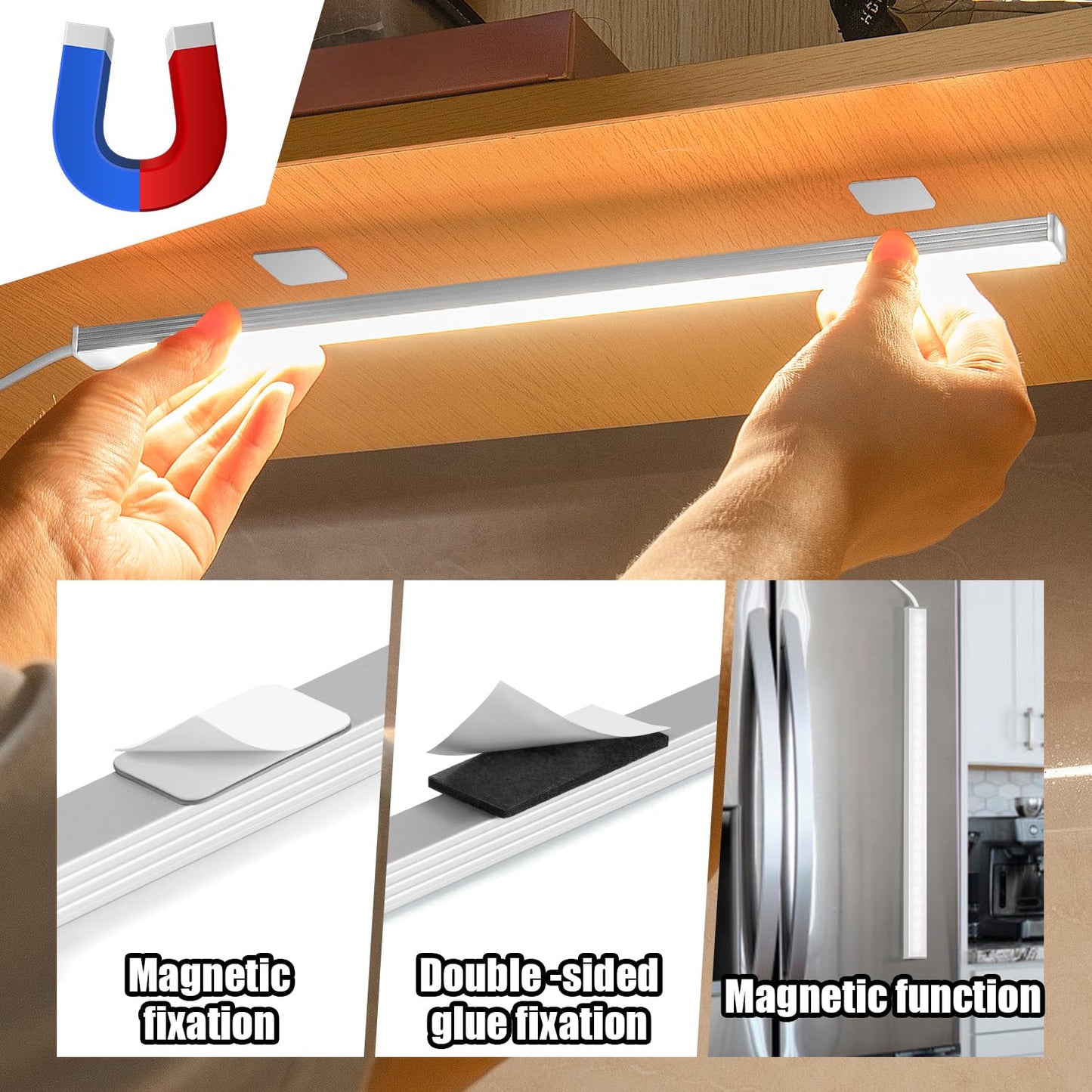 Glvsae Led Under Cabinet Lighting Bar, 12 Inch, Dimmable, Ultra Thin, 6000K Cool White, Aluminum, Ideal For Kitchen/Desk/Closet