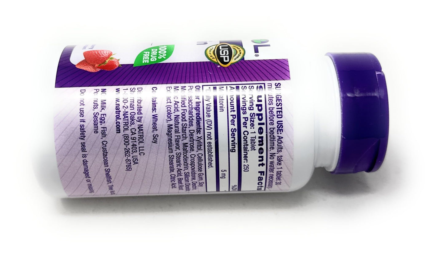 Natrol Melatonin 5 Mg, 250 Fast Dissolve Tablets Strawberry Flavor