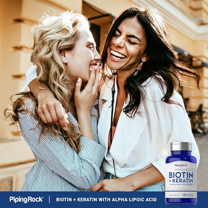 Piping Rock Biotin 5000mcg | 180 Capsules | Plus Keratin and Alpha Lipoic Acid | Non-GMO, Gluten Free Supplement