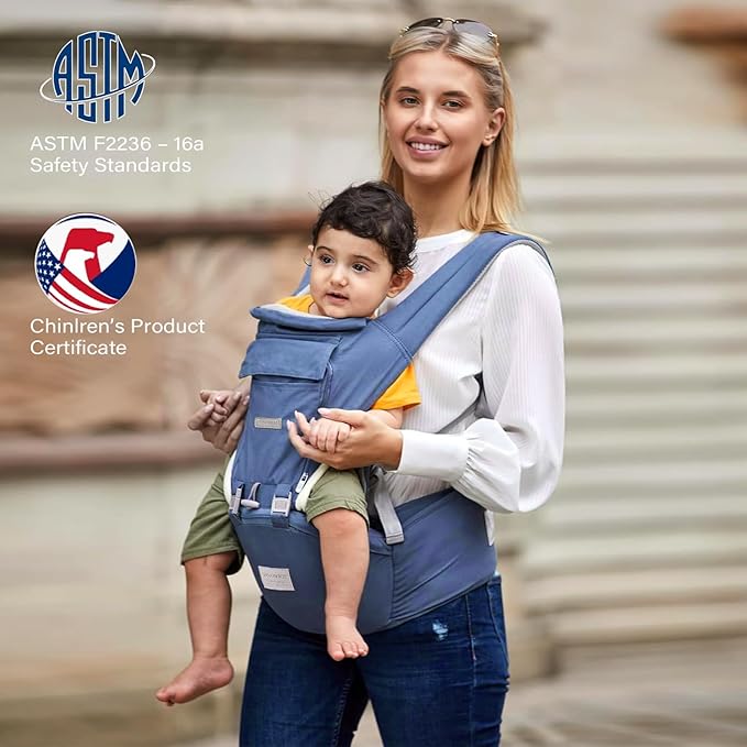 Baby Carrier Newborn to Toddler Baby Carriers with Seat Infant Baby Holder Backpack Baby Carriers Front and Back for Carrying and Hiking (Blue-Grey)