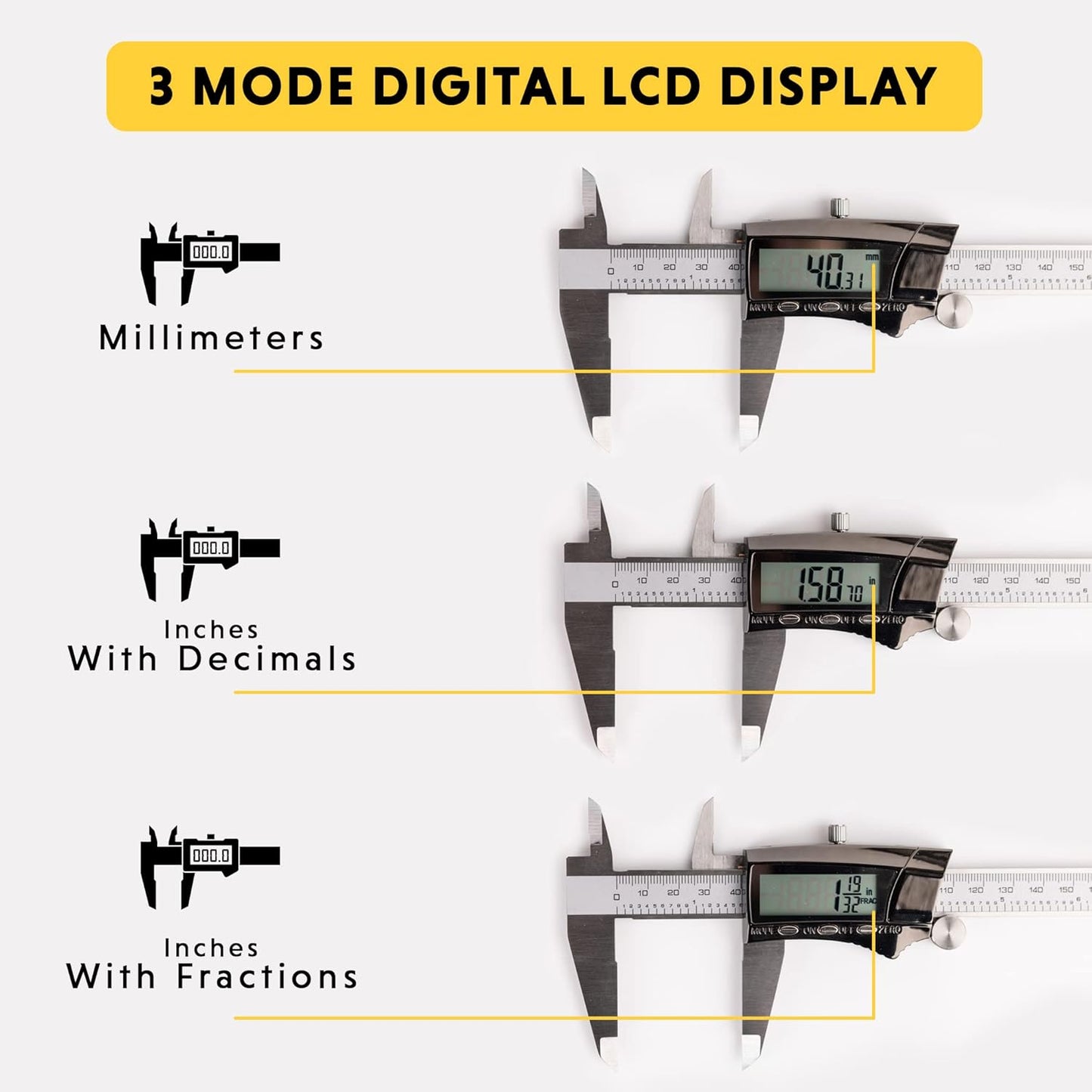 General Tools Digital Caliper 1478 - 8" Caliper Measuring Tool - Stainless Steel Ruler