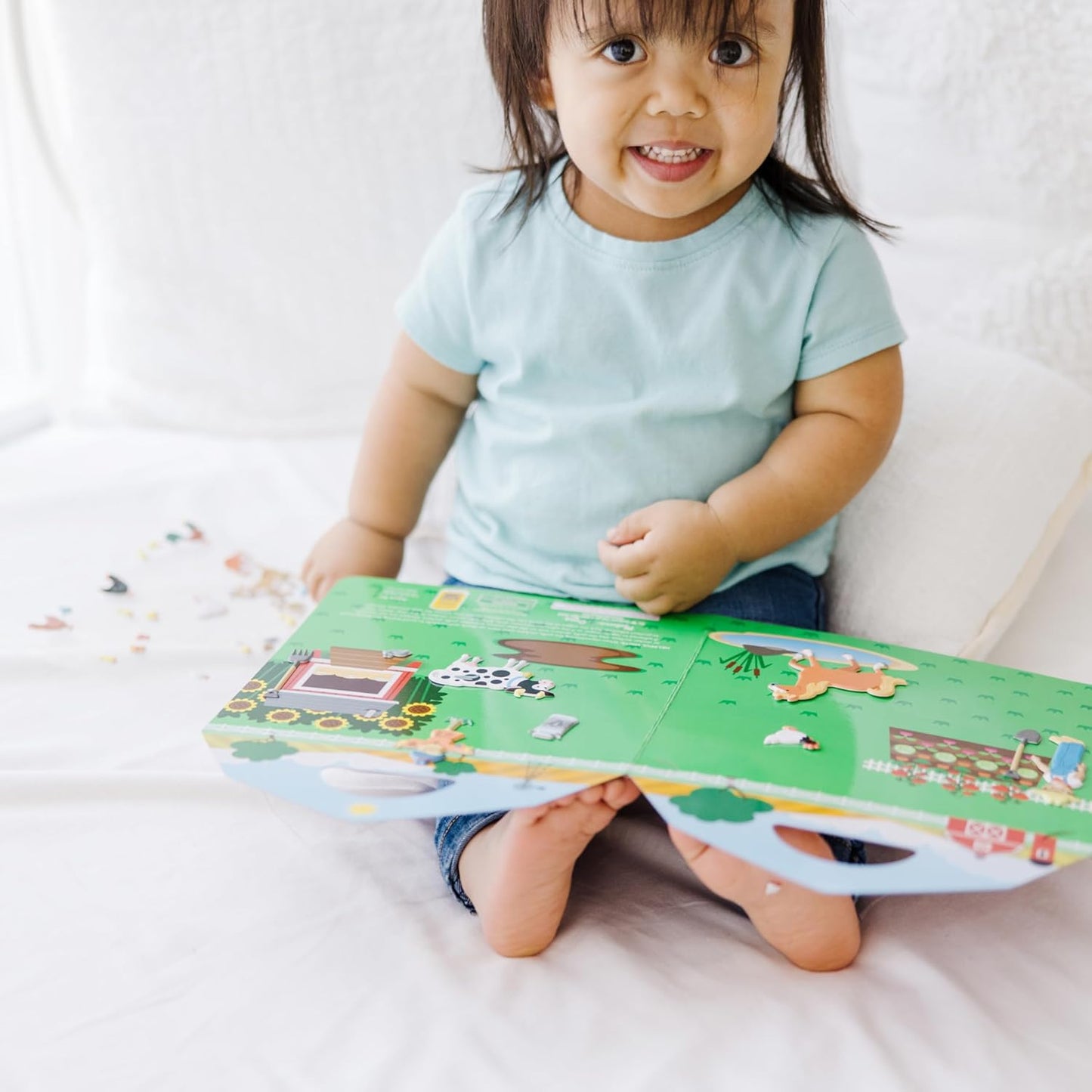 Melissa & Doug Puffy Sticker Play Set – On The Farm, 52 Reusable Stickers with 2 Fold-Out Scenes, Restickable Animal Arts and Crafts Activity Book for Kids Ages 4+ - FSC Certified