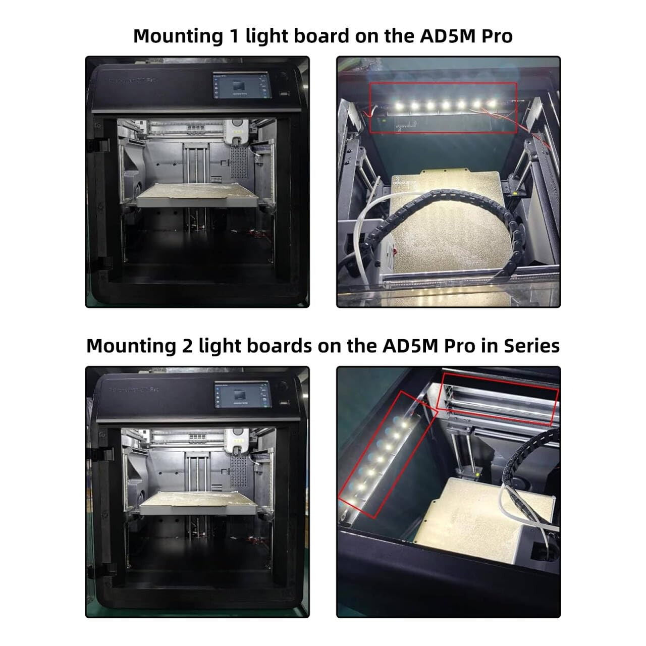 Imdinnogo 3D Printer Accessories Adventuer 5M/ 5M Pro 24V LED Light Board Replacement: 7Pcs Lamp Beads with Cable Flexible Bright Cold White Lighting Strip - Increased AD5M Chamber Brightness