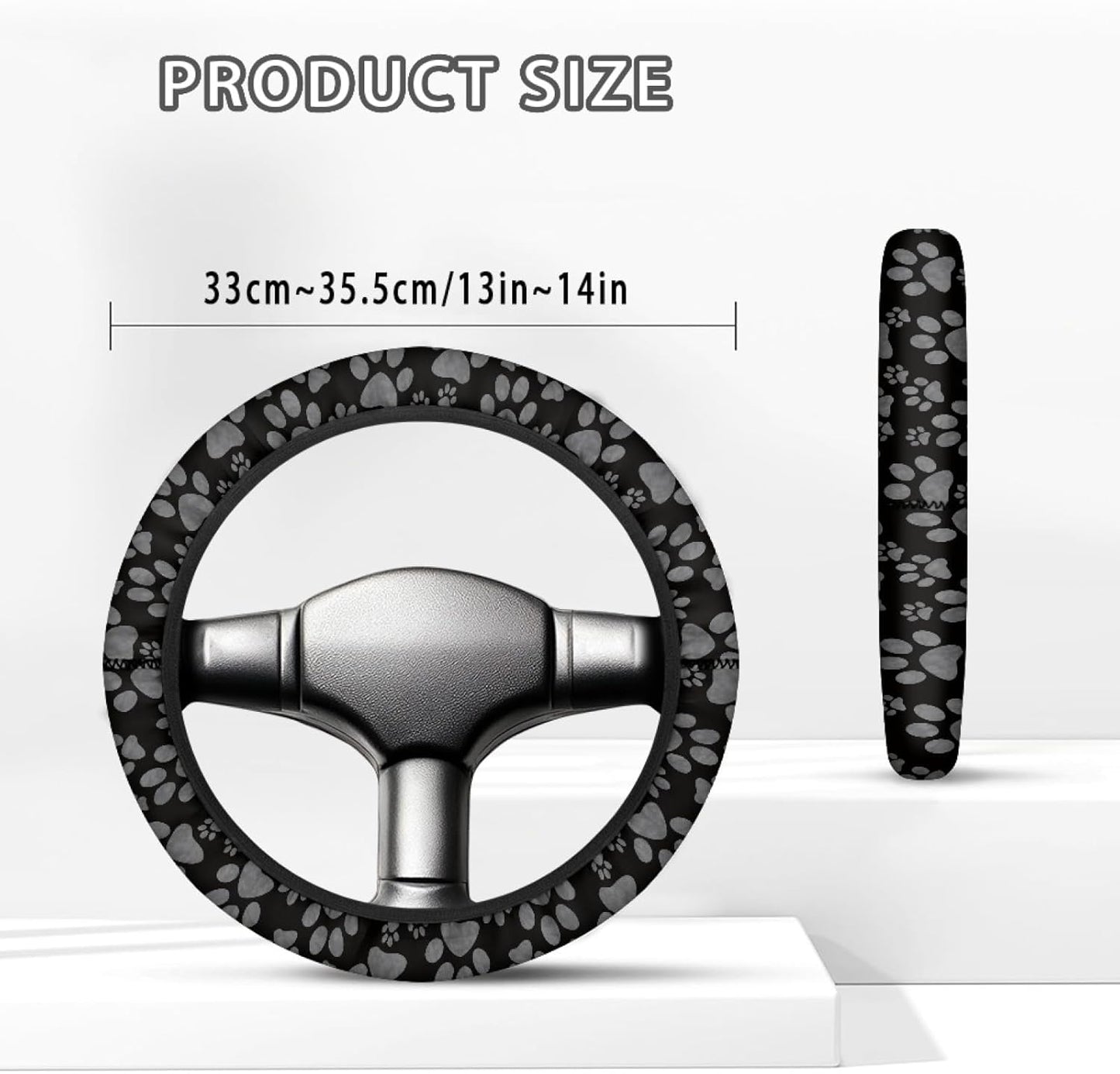 Black Dog Paw Golf Cart Steering Wheel Cover 13 Inch - 14 Inch Club Cars Wheel Covers Sun Shade Cover Golf Cart Accessories Decor Gifts for Golfe