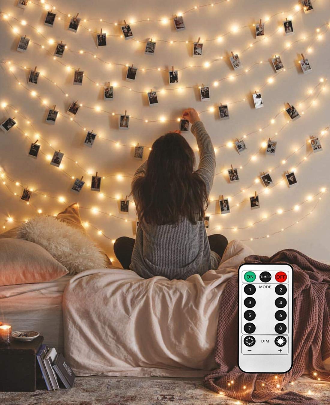 Liyuanq 40 Led Photo Clip String Lights, Usb Operated, Warm White, 8 Modes, Ideal For Bedroom Decoration, Model Fs-D030