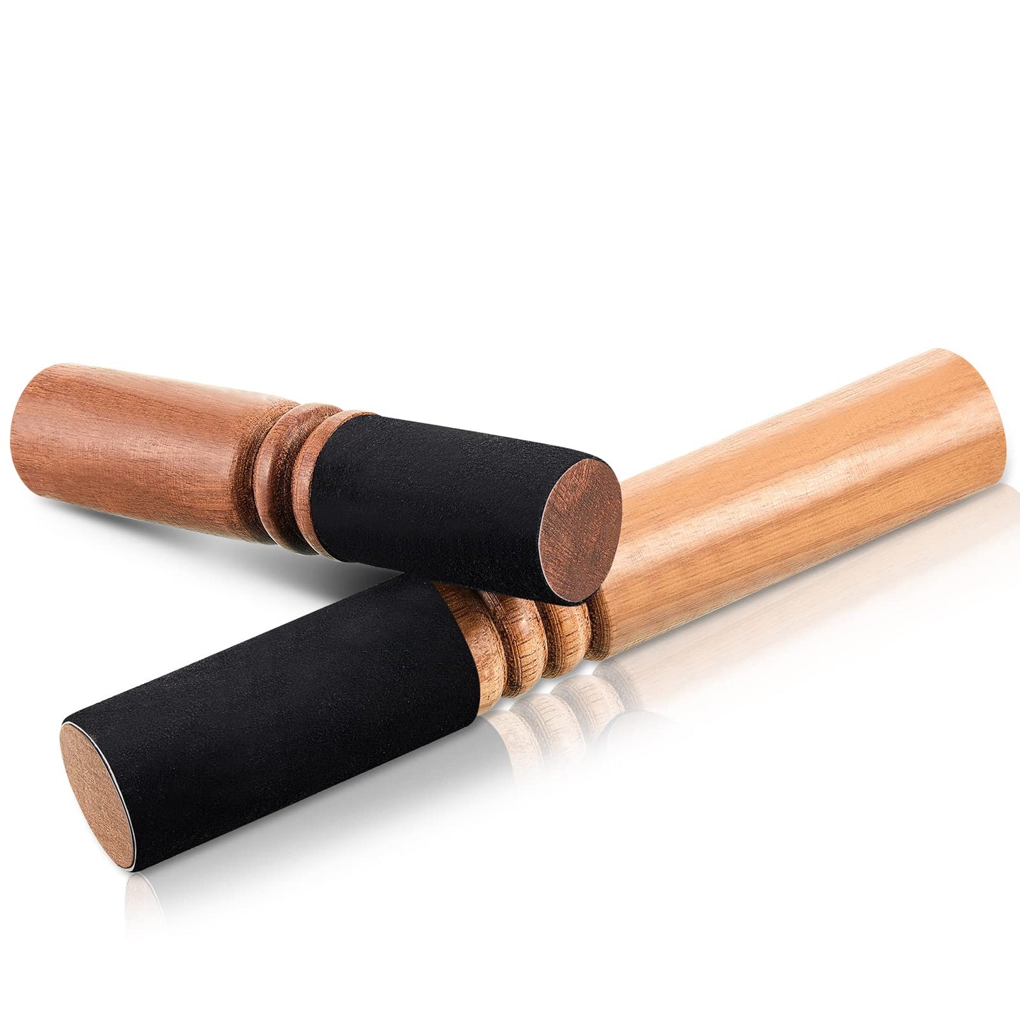Nuanchu 2 Pieces Tibetan Singing Bowl Mallet Suede Wooden Striker Leather Wrapped Meditation Mallet Sound Bowl Stick Buddha Musi