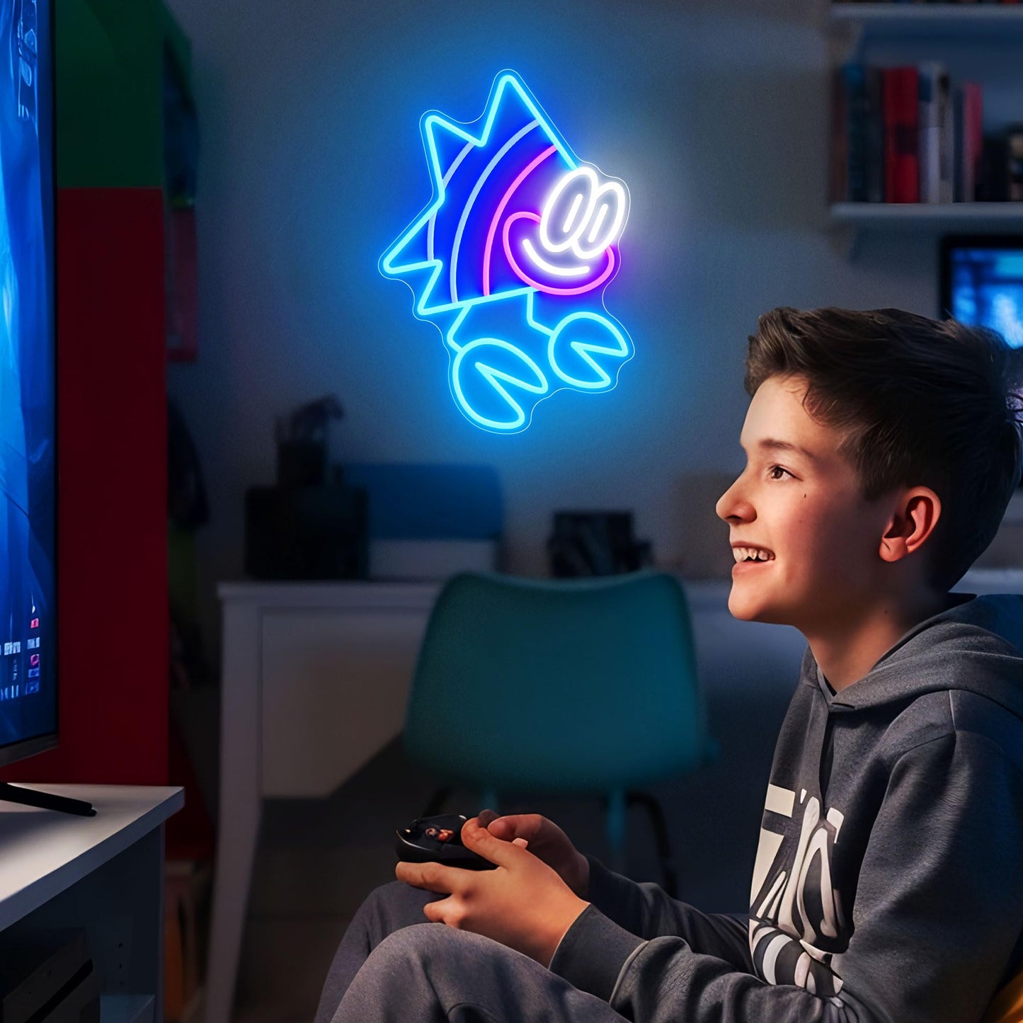 Officially Licensed Dog Man Flippy Led Neon Sign - Vibrant Kids Bedroom & Game Room Wall Decor  Safe Movie-Themed Gift For Fans Christmas/Birthday (14.8X10.5 Inches)
