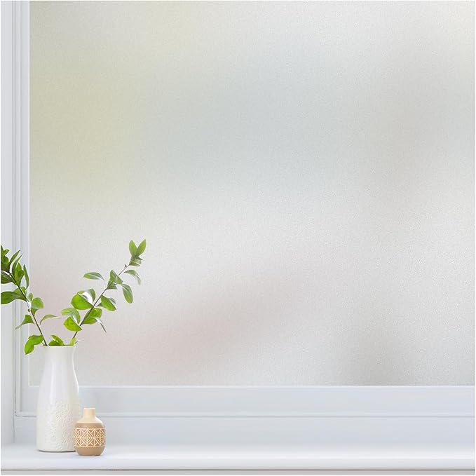 Haton Window Privacy Film Frosted Glass for Bathroom, Static Cling UV Sun Blocking Window Clings, Opaque Decorative Coverings Removable Sticker Heat Control Tint for Home Door, Pure 17.5" x 118.1"
