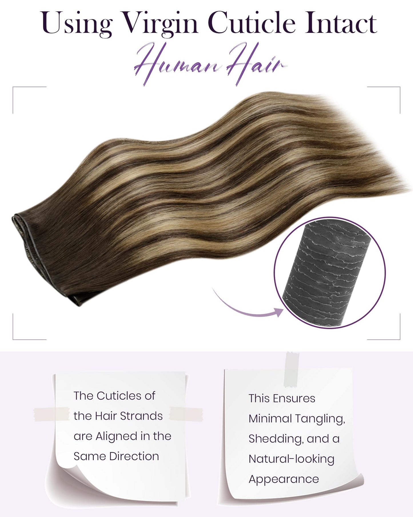 LaaVoo Hand Tied Weft Hair Extensions Human Hair Blonde Sew in Hair Extensions Balayage Brown Human Hair Weft Extensions Genius