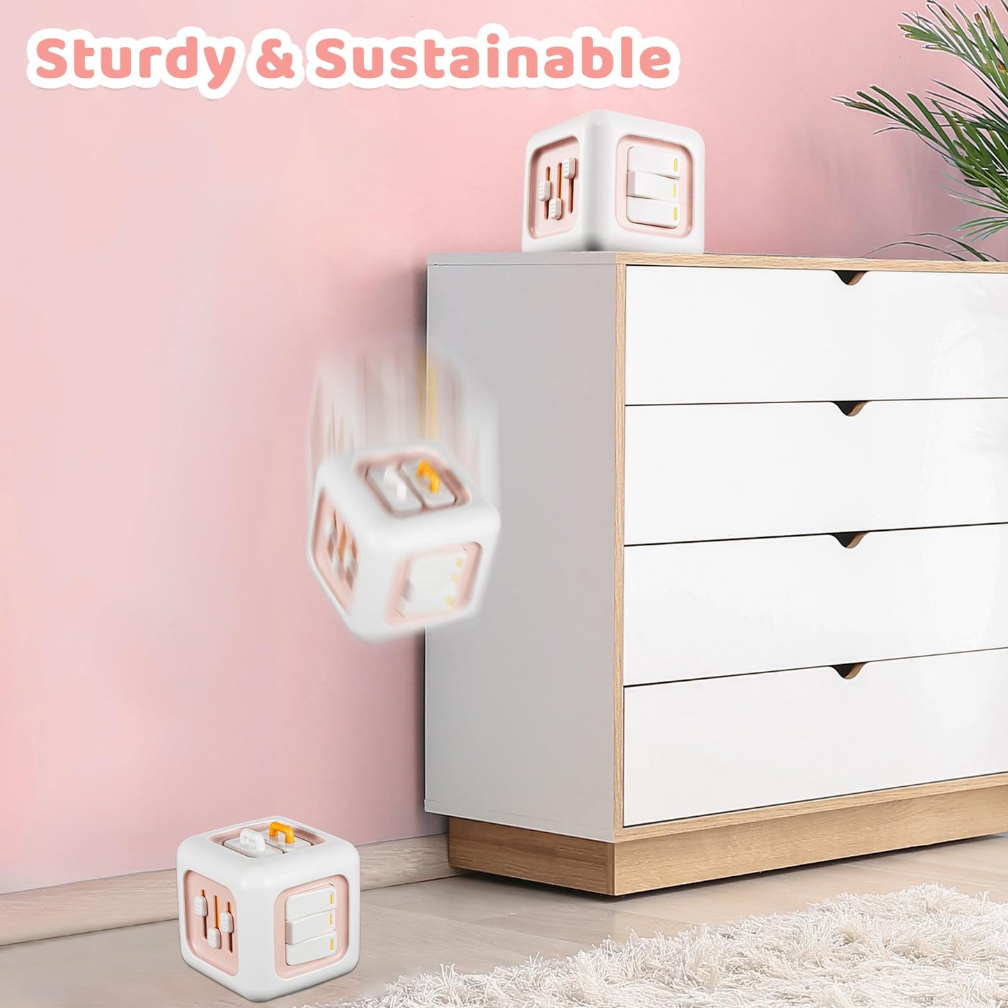 SOCBTNSO Busy Cube Toys for 1 Year Old Girl Gifts, Montessori for Baby Girl, Travel Sensory Toys for Toddlers 1-3, Learning Fine Motor Skills| 1st Birthday Girl Gifts 12 Months Stocking Stuffers