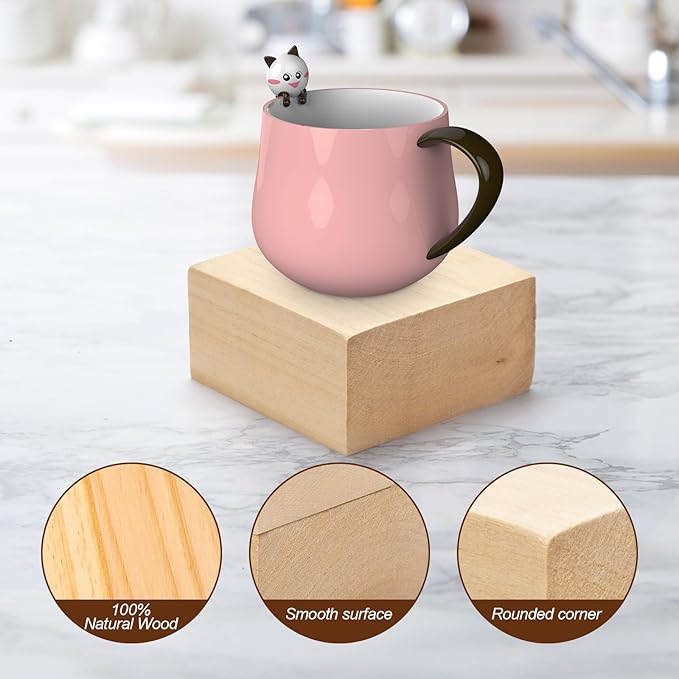2 Pcs Basswood Carving Blocks, 4 x 4 x 2 inch Whittling Bass Wood Blocks Kit, Carving Soft Wooden Block for Beginners and Professional Artists DIY Wood Carving Crafts