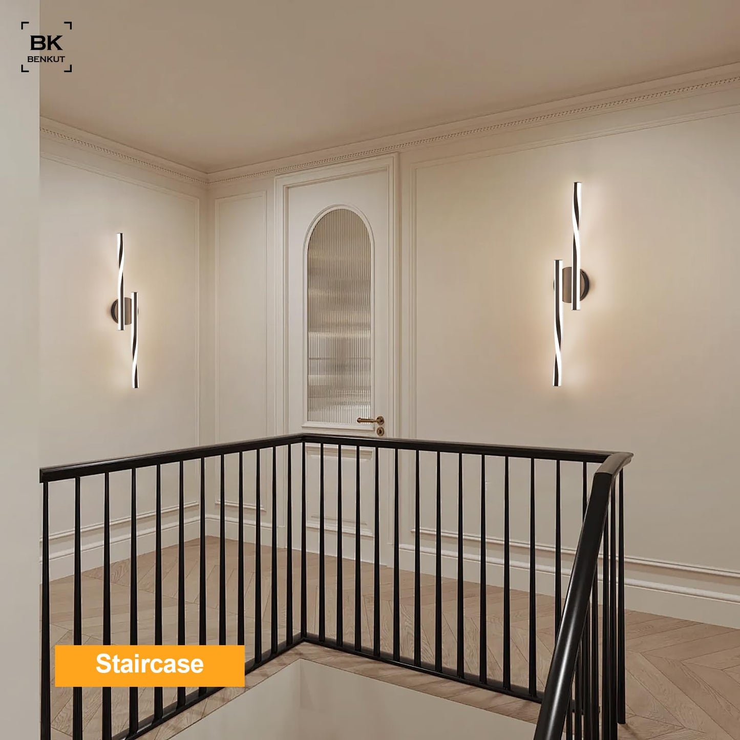 Benkut Modern LED Vanity Light Sconce Black Metal 30 Inch Remote Control 3000K-6500K for Bathroom Bedroom Dining Room