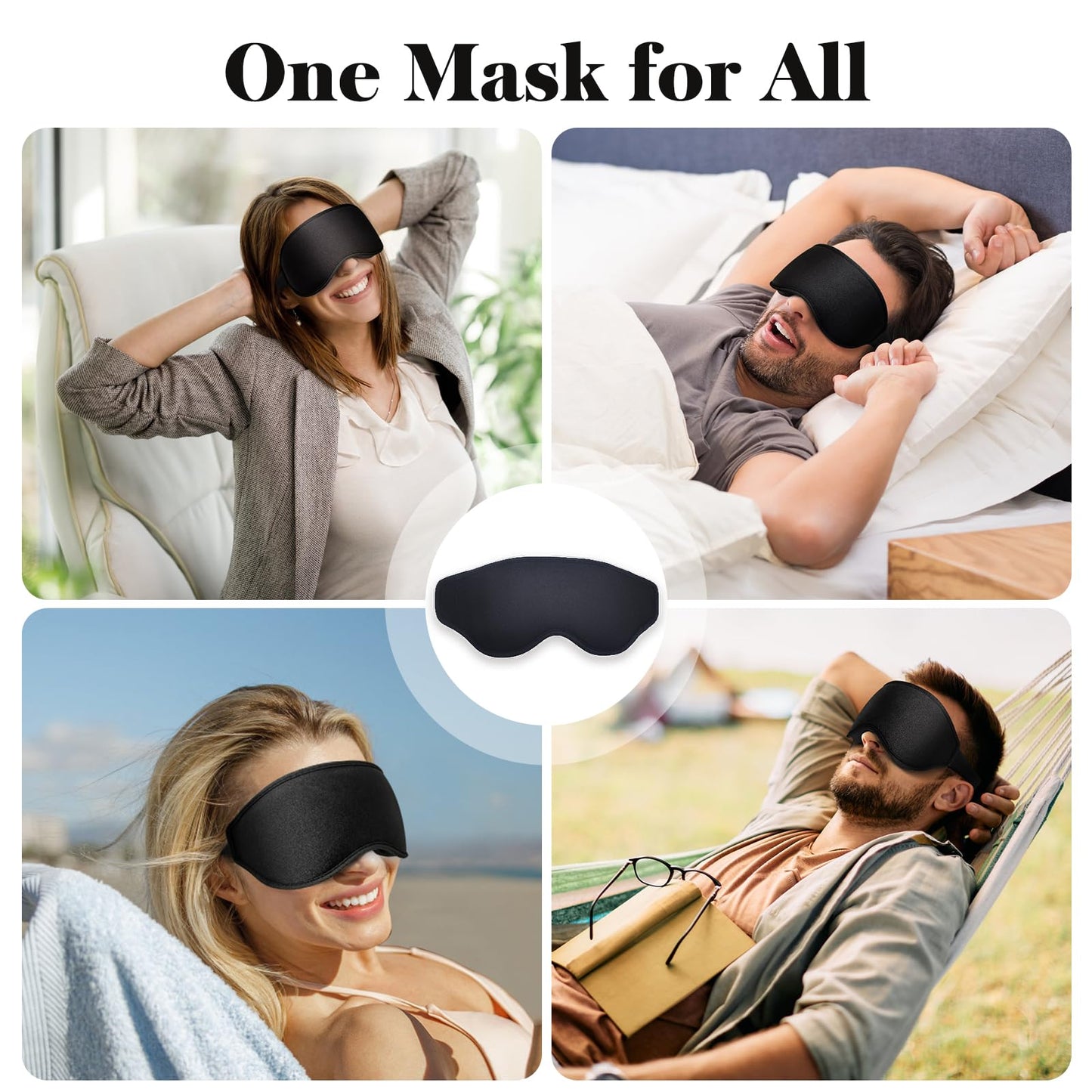 Fygrip 3D Eye Mask Sleep Mask for Men & Women, 100% Pressure-Free & Light Block-Out Eye Mask for Sleep with Easy Adjustable Strap, Night Eye Cover for Travel, Black