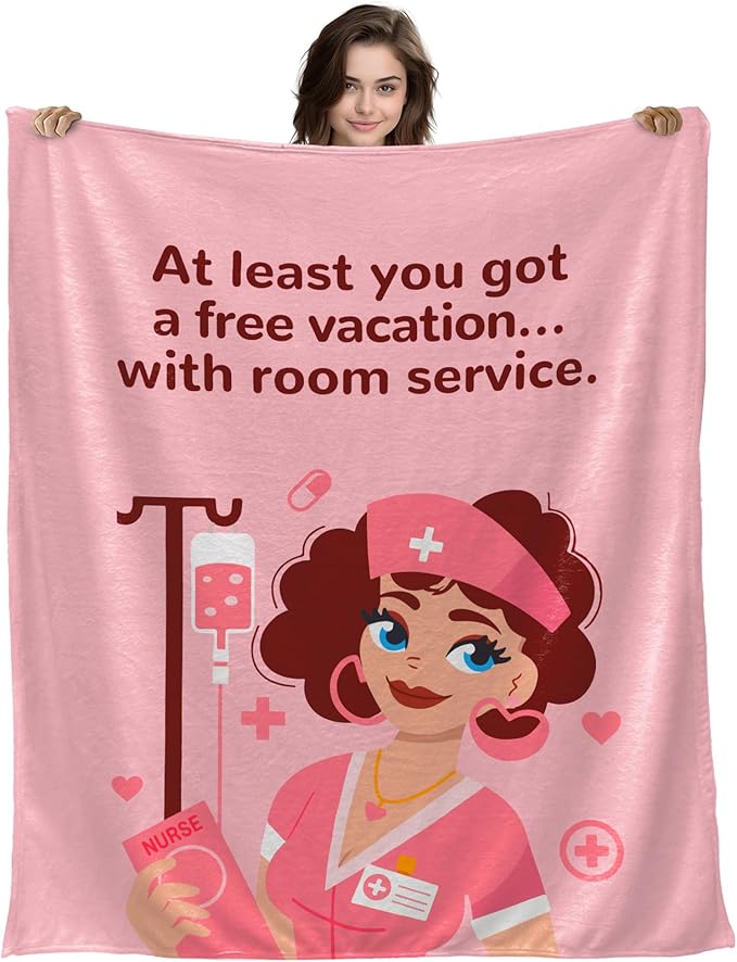 50"x70" Funny Get Well Soon Gifts for Women, Humorous Pink Thinking of You Comfort Blanket, Hilarious Surgery Recovery Gif...