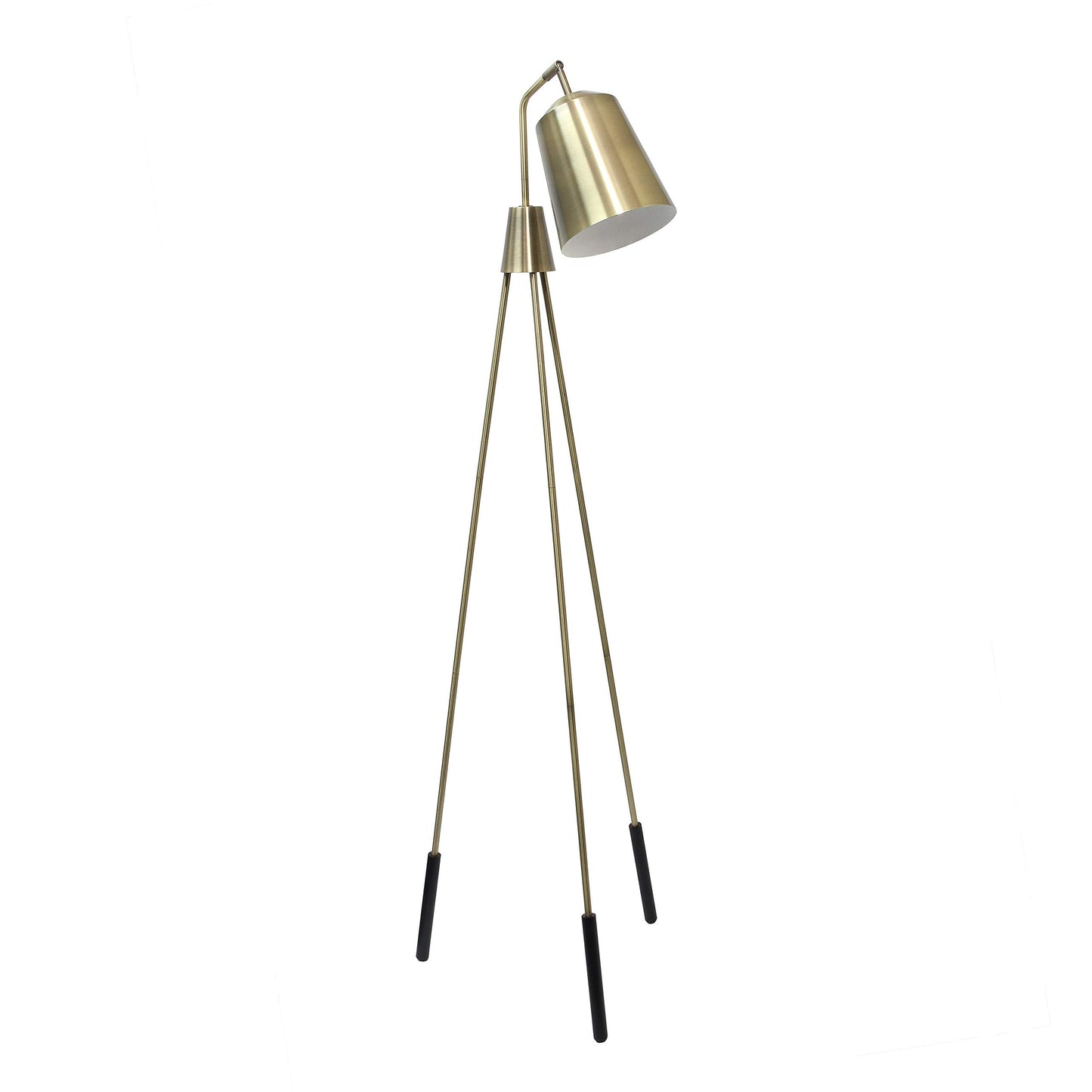 Elegant Designs LF1025-ABS Antique Brass Floor Lamp, 26inL x 20inW x 65inH, Metal, Three Legged, Shifting Shade