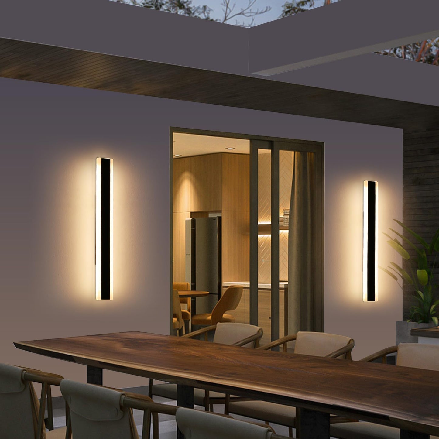 Mikeru 2Pack 31.4Inch Outdoor Wall Light Fixtures  10%-100% Dimmable Outdoor Wall Lights Exterior Front Porch Light 3000-6000K Wall Mounted Led Lighting For Basement  Shop Garage Lighting