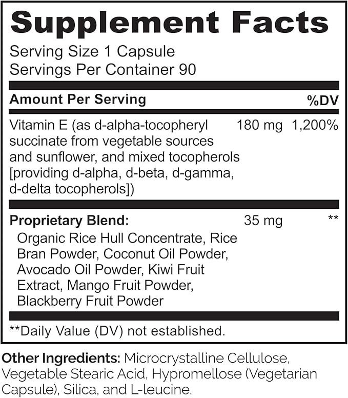NATURELO Vitamin E - 180 mg (300 IU) of Natural Mixed Tocopherols from Organic Whole Foods - Supplement for Healthy Skin, Hair, Nails, Immune & Eye Health - Non-GMO, Soy Free - 180 Vegan Capsules