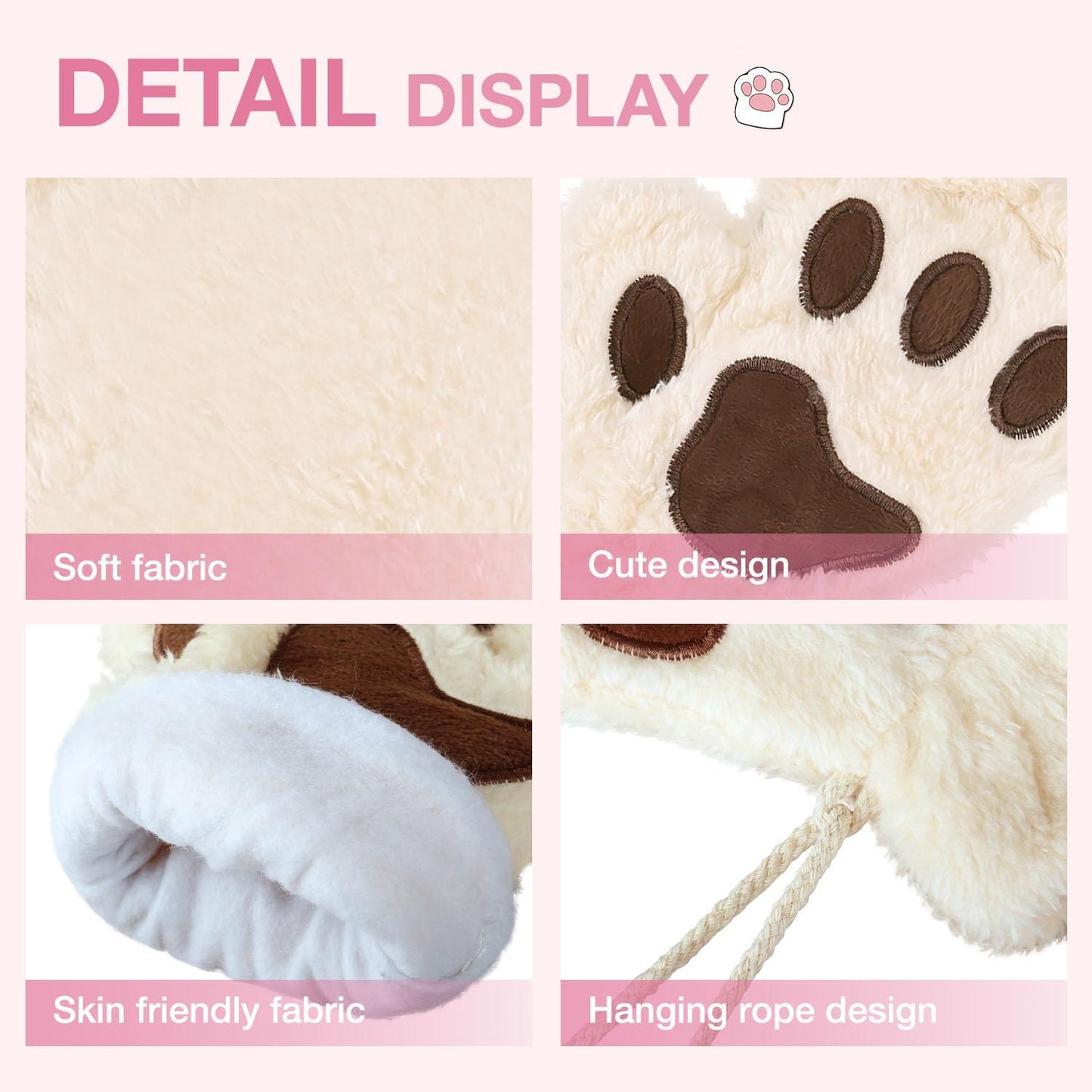 Tiny Chou Cat Paw Gloves for Cosplay Fancy Party Halloween Costume Accessories, Winter Soft Fingerless Warm Gloves for Women Girls, Beige