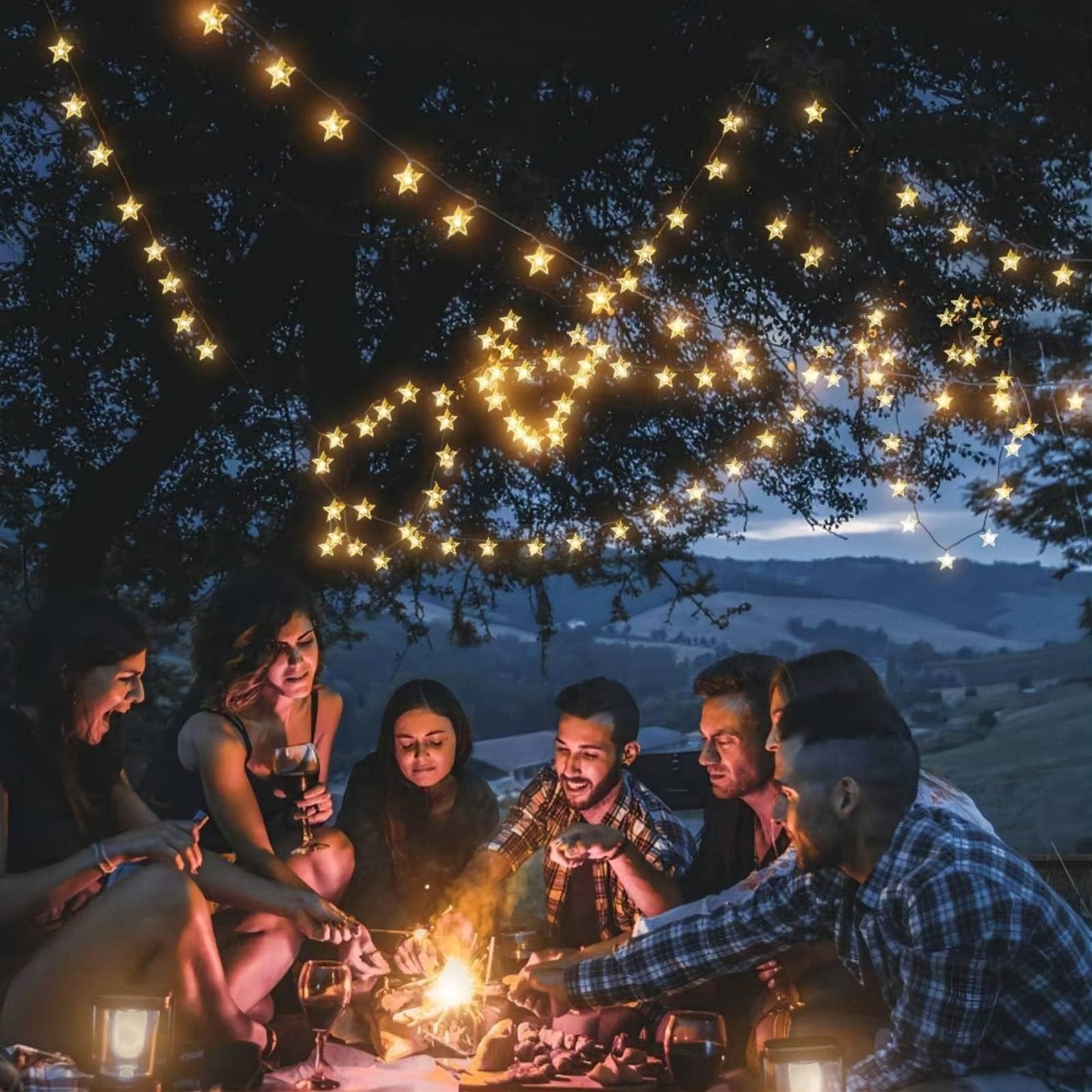 CESOF Star String Lights, 20 FT, 40 LED Warm White, Battery Operated, PVC, Cute Hanging Fairy Light for Indoor/Outdoor Xmas Decor