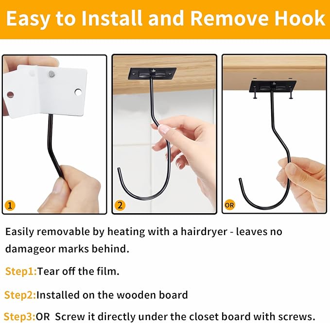 Self-Adhesive Banana Hooks, Foldable Magnetic Hanger Under Cabinet, Sturdy Metal Banana Holder for Kitchen, Space-Saving Design to Keep Bananas Fresh 1 Pieces Black