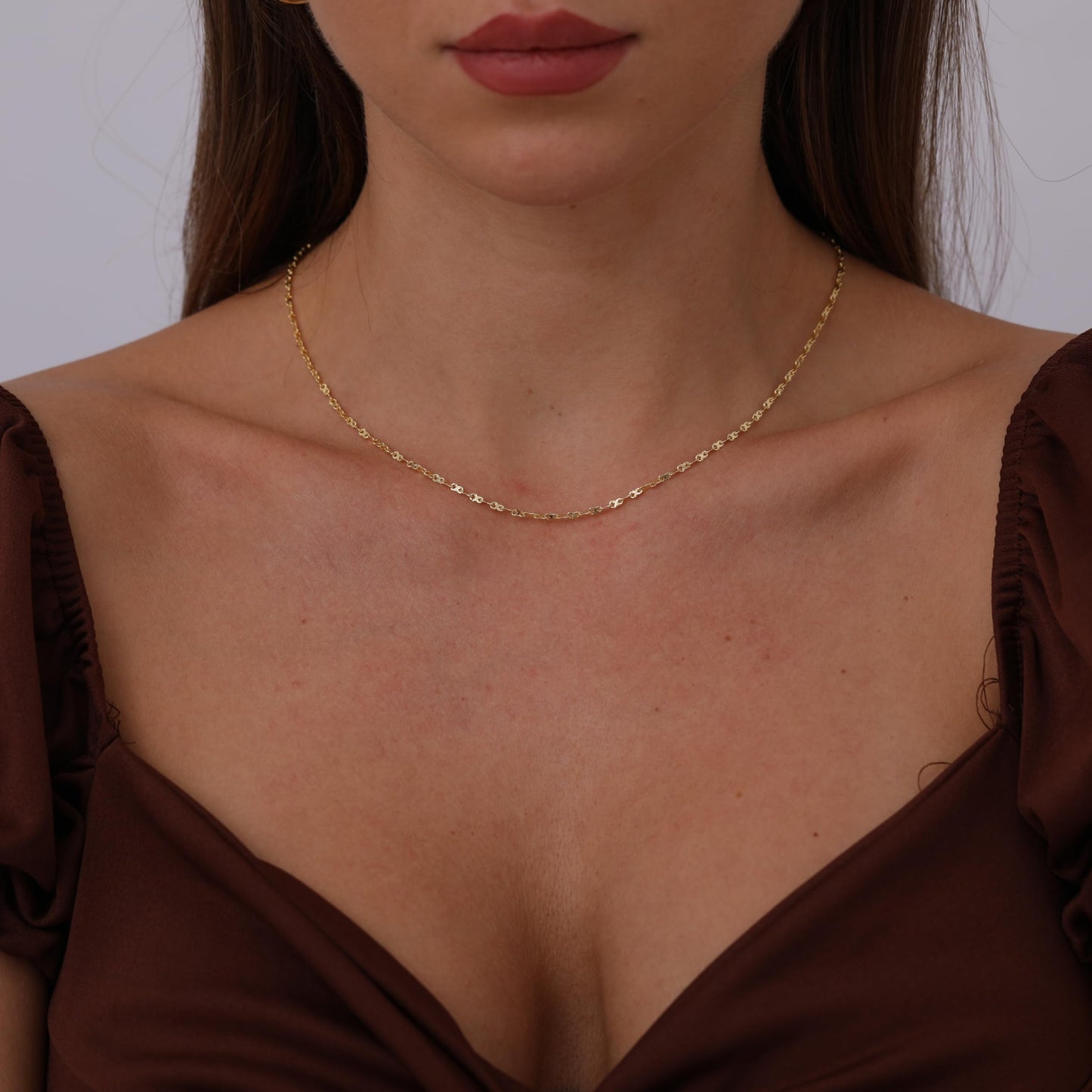 BERISO 14K Gold Plated Choker Necklace for Women Lip Chain Necklace