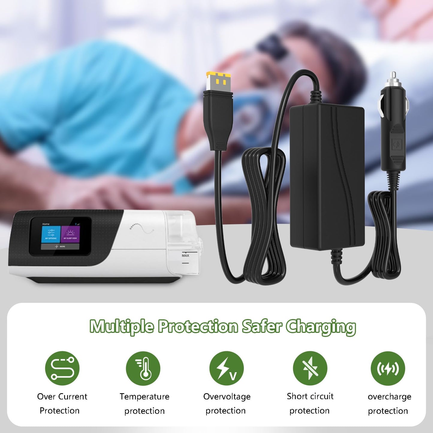 Power Supply for Resmed AirSense 11 DC Converter,65W 12V-24V Car Charger Adapter Compatible with AirSense 11 AutoSet/Elite,AirMini,Air11 39205 E1399 CPAP Machine Power Cord