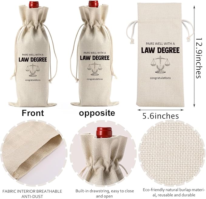 YUANHAO Law Degree Wine Bag Lawyer Graduation Gifts for Women Men Pairs Well with a Law Degree Wine Bag Law Graduation Gifts Law College Gifts for Her Him