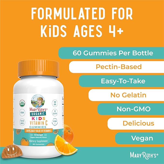MaryRuth Organics Multivitamin, Probiotic, Magnesium Calm, and Vitamin C Gummies for Kids | Clean Label Project Verified® | Vitamins for Immune Support & Overall Health | Vegan, Non-GMO, Gluten Free