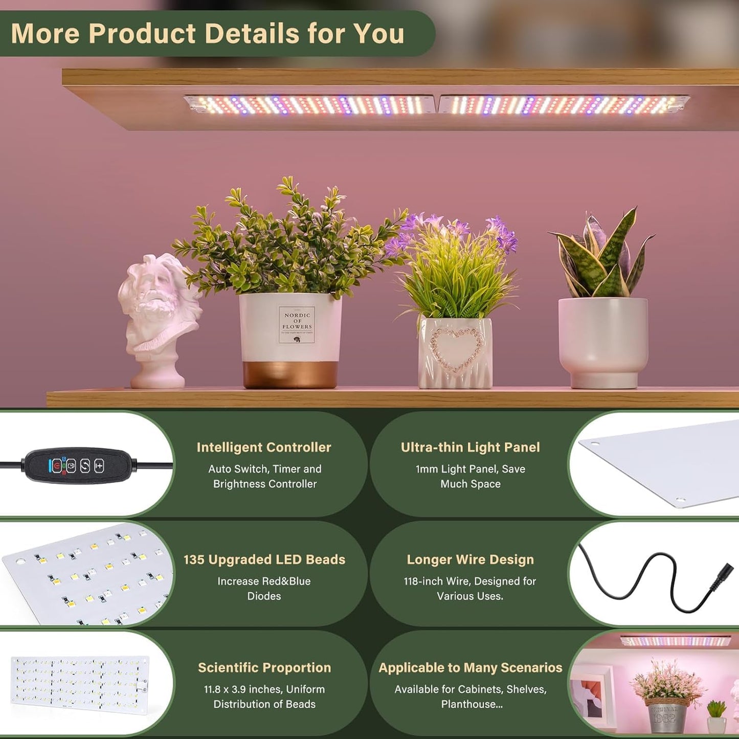 Lbw Plant Grow Light  Red Blue Spectrum Grow Light For Indoor Plants 270 Leds Growing Lamp With 4/8/12H Timer  3 Lighting Modes  10 Dimmable Levels  2 Pack