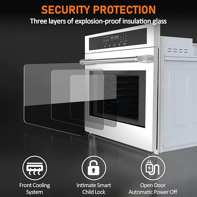LinTimes Stainless Steel 30" Touch Control Built-in Oven HEW3001 - Microwave Drawer, Microwave Countertop, Electric Built-in Touch Panel Oven, Microondas Con Extractor De Cocina