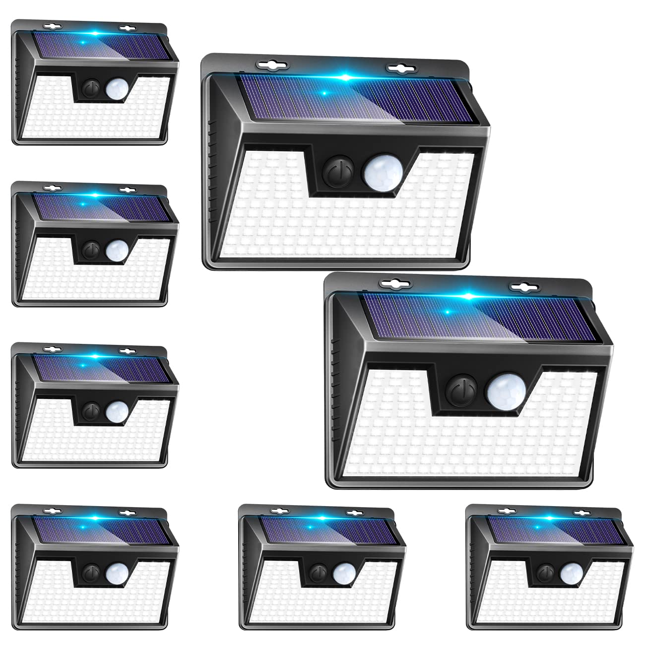 nipify Solar Outdoor Lights Motion Sensor 140 LED 8 Pack Waterproof Cool White Plastic Model WS