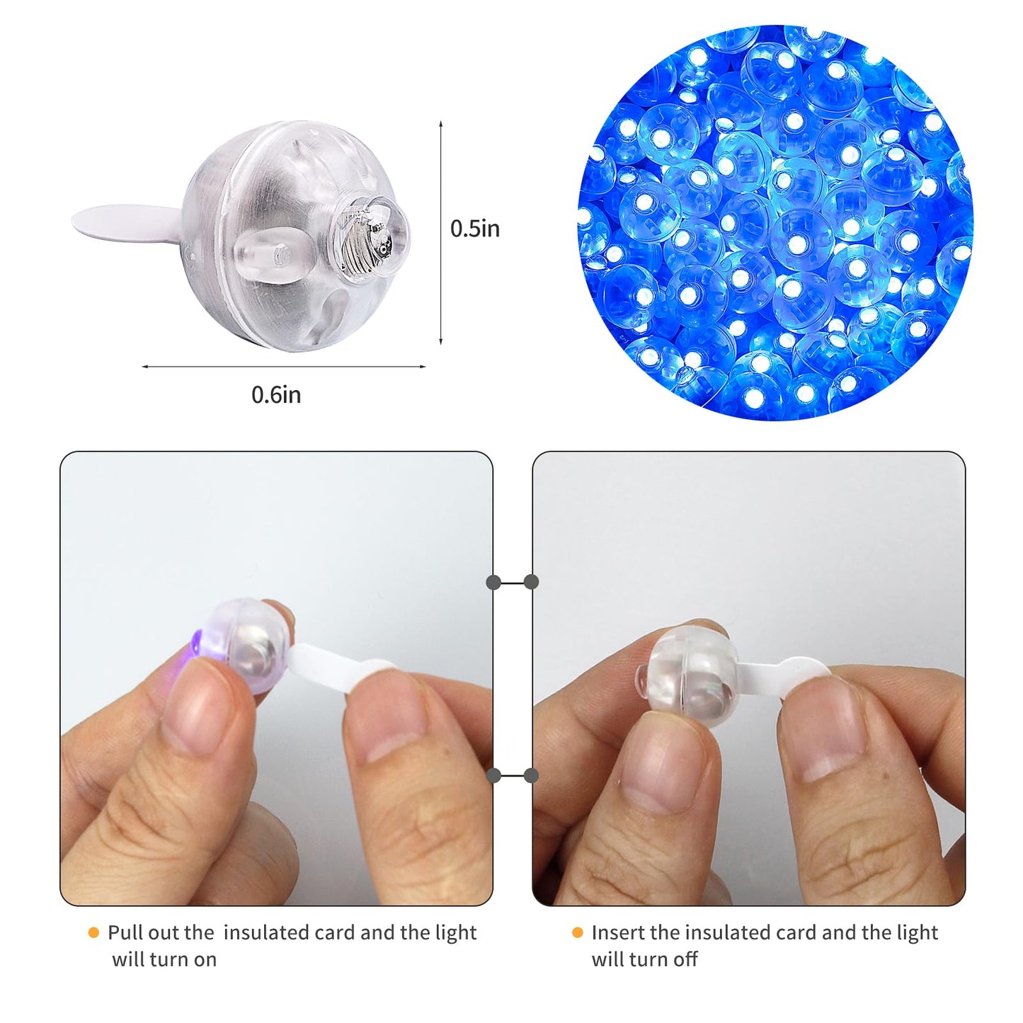 Aogist 100pcs Battery Powered Blue Balloon Lights, Waterproof Mini LED Lamps for Parties, Weddings, Festivals, Model 2
