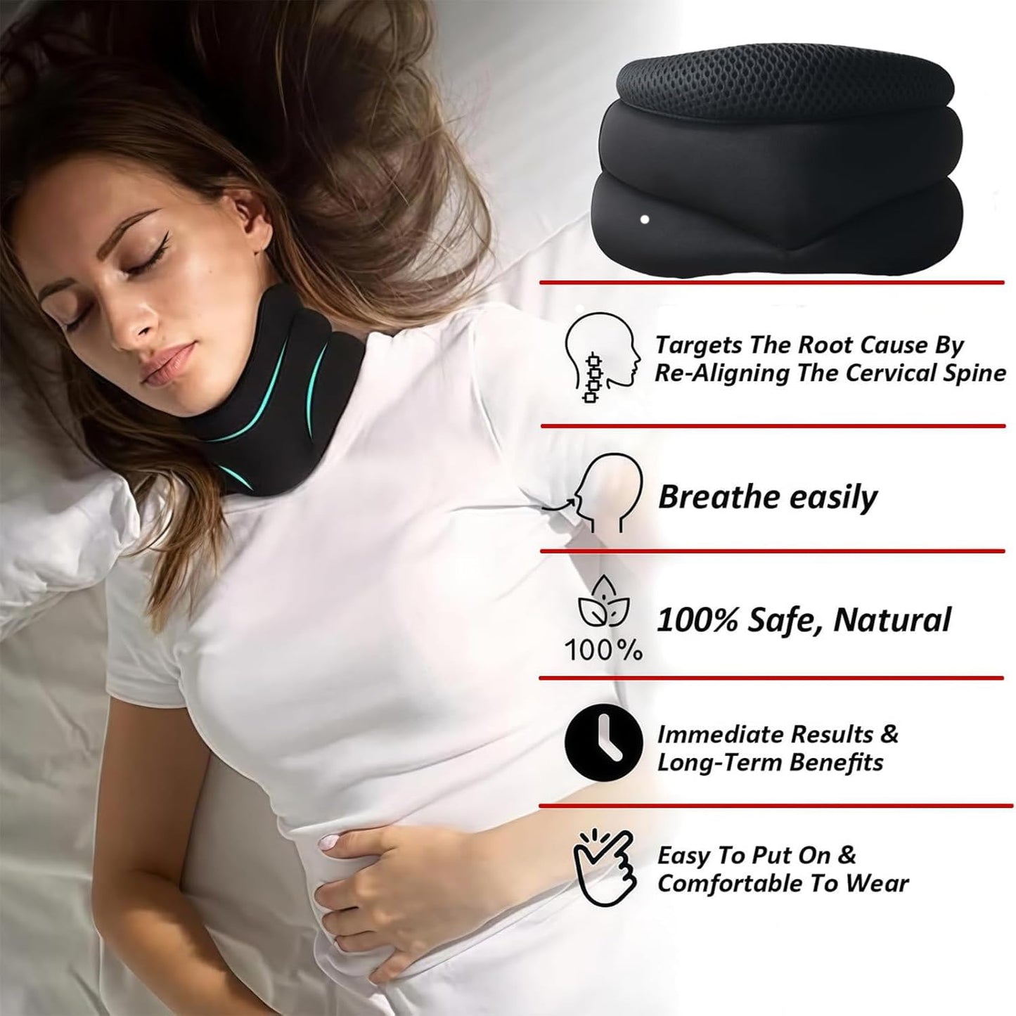 LAPUOTSP Neck Support-Never Snore Again，Ergonomic Design，Adjustable Soft Foam Neck Brace for Men & Women，Comfortable and Breathable