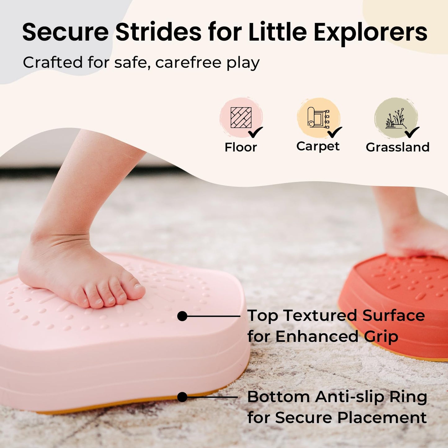 Tiny Land Stepping Stones for Kids, 5pcs Non-Slip Toddler, Sensory for Promoting Toddler's Balance & Coordination Skills, Stepping Stones for Toddlers 3-5