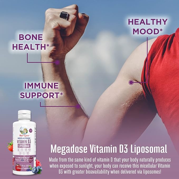 MaryRuth Organics Kids Multivitamin Liposomal (Strawberry Cherry & Vanilla) & Vitamin D3 Liposomal (Mixed Berry) Clean Label Project Verified® Vitamins for Immunity & Overall Wellness, Vegan, Non-GMO
