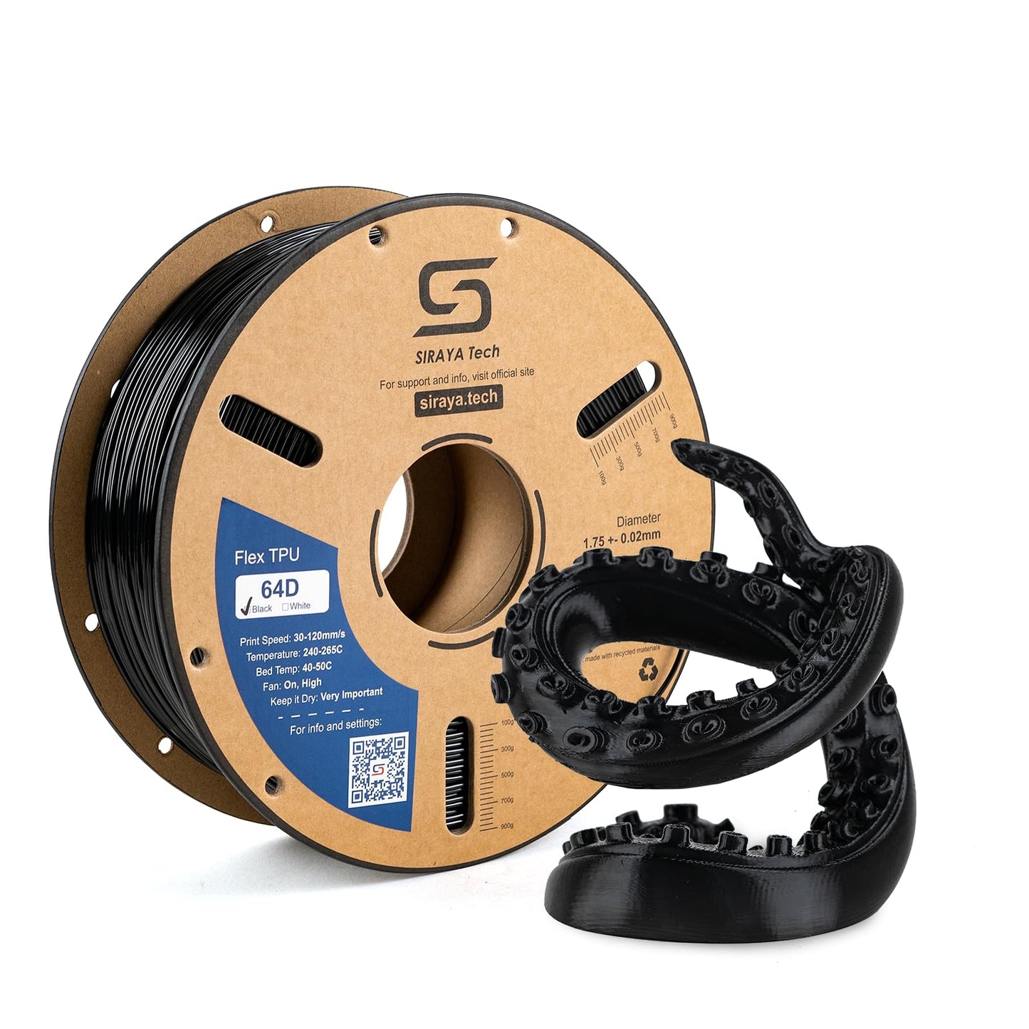 Siraya Tech Flex TPU 64D - High-Performance Elastic 3D Printing Filament, Durable & Wear-Resistant, Easy to Print, ISO 10993 Tes