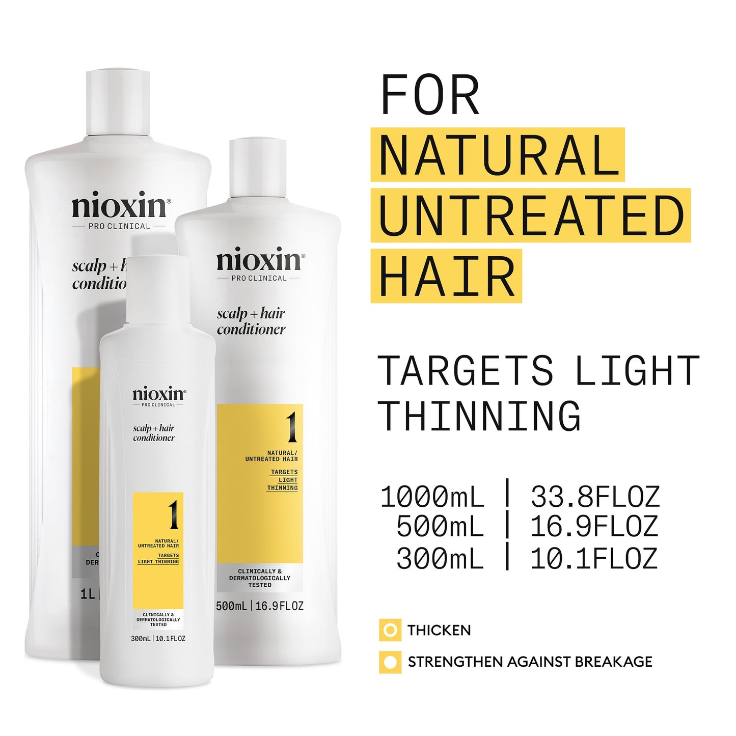 Nioxin Scalp + Hair Thickening System 1 Conditioner, For Natural Hair with Light Thinning, 10.1 fl oz (Packaging May Vary)