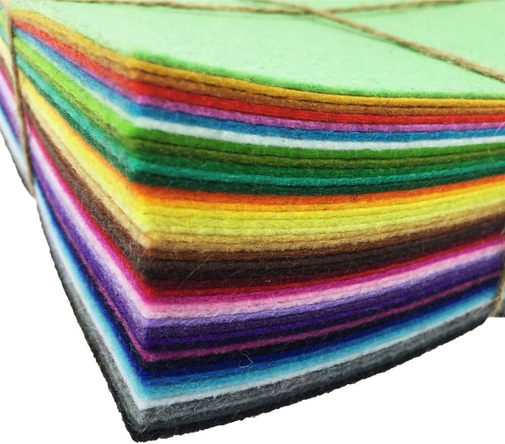 42pcs 6 x 6 inches (15cm x 15cm) Felt Fabric Sheet Assorted Color Felt Pack DIY Craft Squares Nonwoven