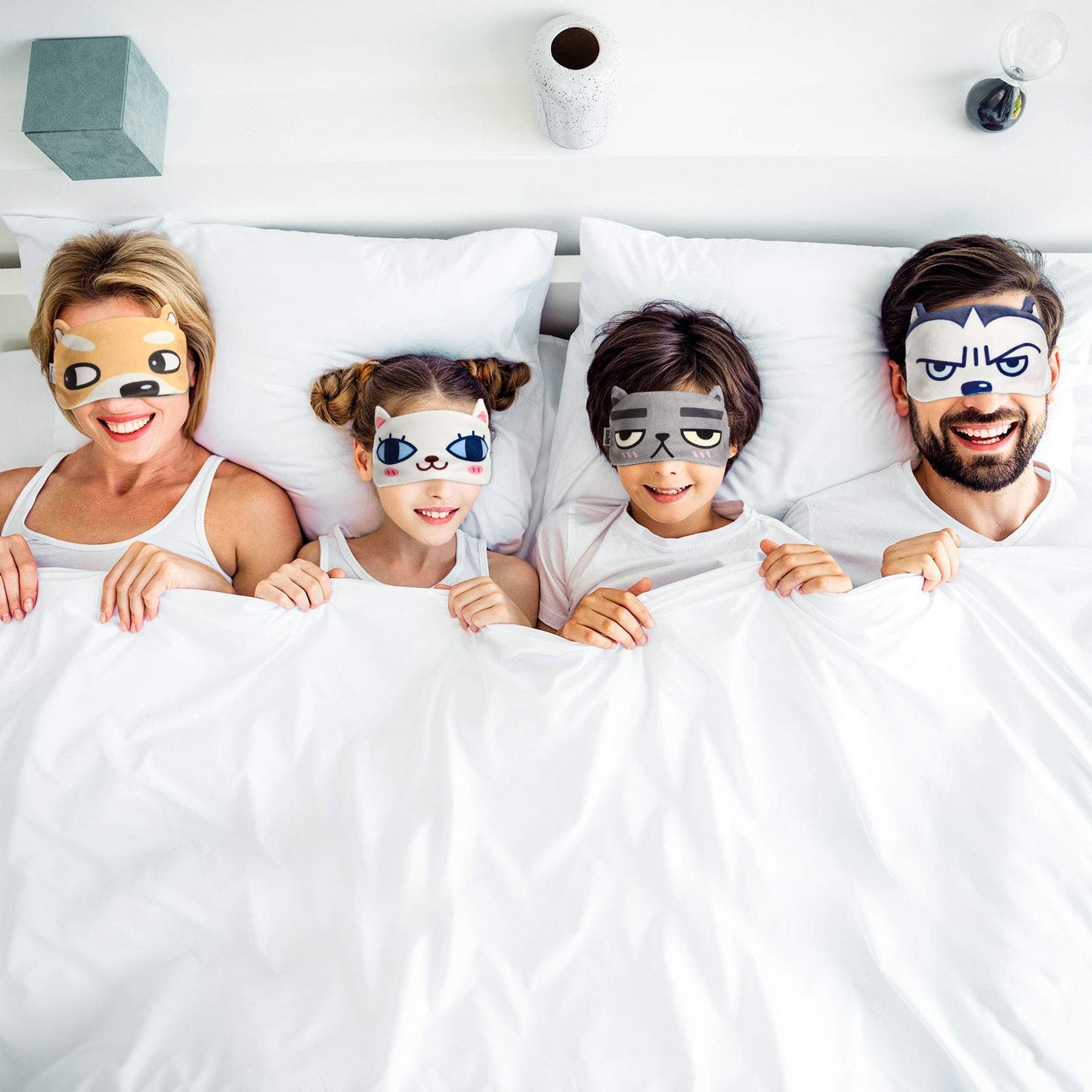 4 Pieces Kids Sleeping Mask Cat Dog Funny Animal Sleep Eye Mask Blindfold for Adults with Adjustable Strap Soft Cute Eyeshade Cover for Blocking Out Lights Sweet Sleep Travel Relax, Nap, Meditation
