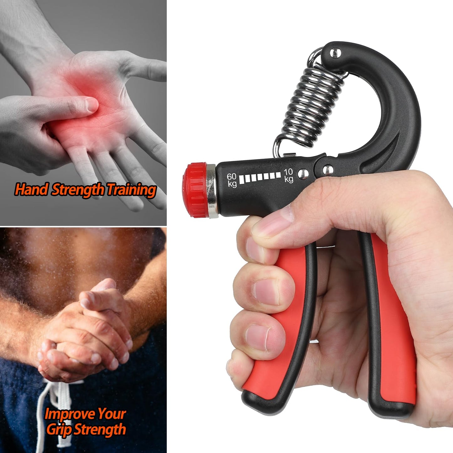 NIYIKOW Grip Strength Trainer, Hand Grip Strengthener, Grip Strengthener, Adjustable Resistance, Forearm Strengthener, Perfect for Musicians Athletes (Orange, 1 Pack)