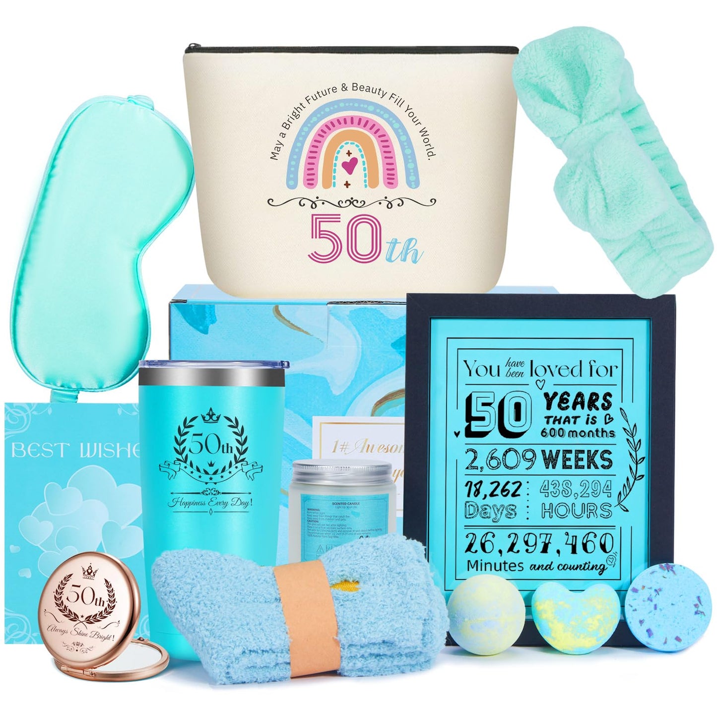50th Birthday Gifts for Her Women,Cool Gifts for 50 Year Old Woman,Unique 1974 Birthday Gifts for Women,13pcs Gifts for Women Tu