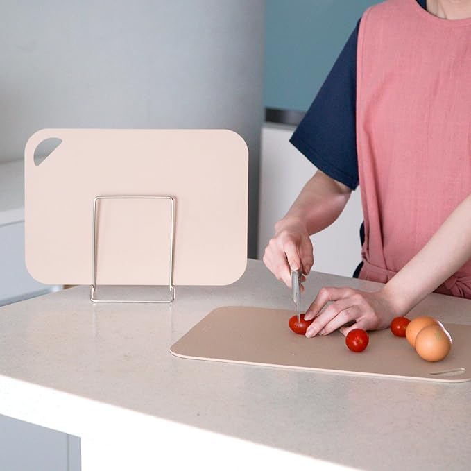 TPU Flexible Cutting Board - Scratch Resistant & Knife Friendly, Non-Slip - BPA Free, Dishwasher Safe & Easy Clean - Made in Korea, Beige Large (1 Pack)